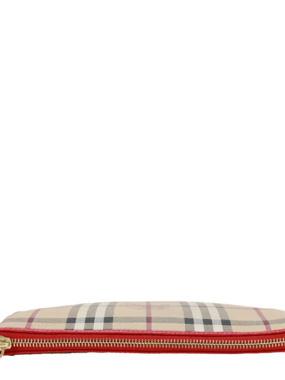 Burberry Peyton Small Haymarket Check Canvas Crossbody Clutch Military Red